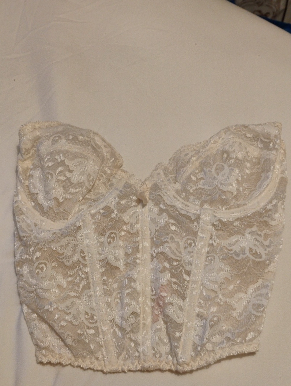 Lace Longline Bustier Bra in Ivory